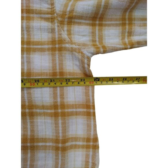American Eagle Womens Yellow & White Plaid Cropped Button-Up Shirt L. - Picture 7 of 8